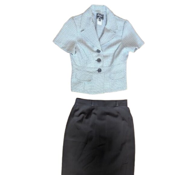 Gray and Black Skirt Suit Size 8 Petite - Picture 2 of 9